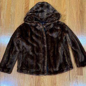 Zara Dark Brown Faux Fur Hooded Jacket